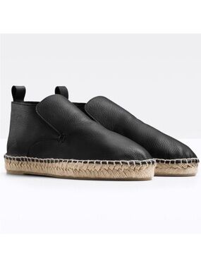 Vince Ronan Soft Leather Espadrille Flats Black Size 6 Women Shoes Spain Booties